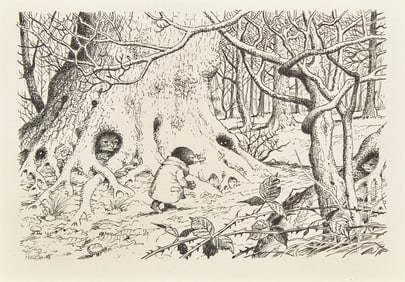 Peter Barrett (British, b. 1935) Pair of Original Black and White Ink illustrations for The Wind in