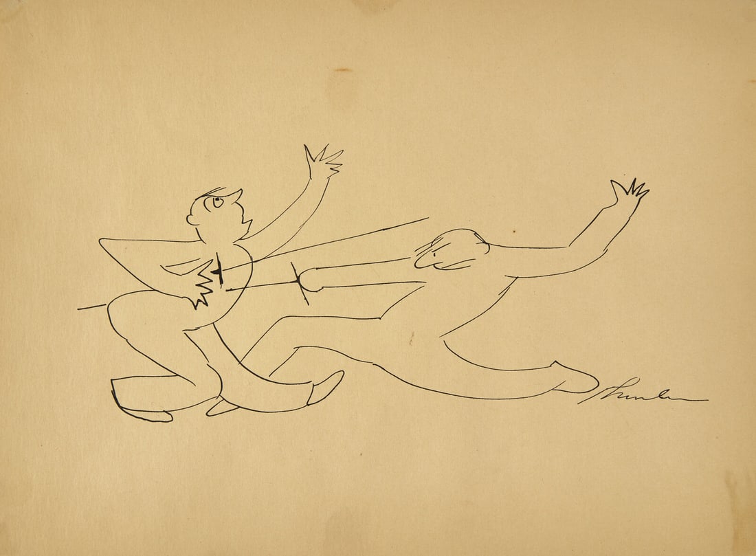 James Thurber (American, 1894–1961) A Pair of Fencing Illustrations (1 of 2)