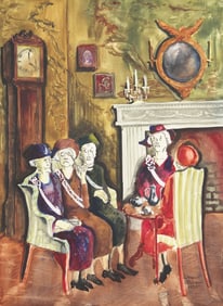 Leonard Weisgard (American, 1916-2000) Teatime with Daughters of the American Revolution, 1935