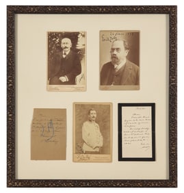 [Dreyfus Affair] Zola, Emile, and Alfred Dreyfus, et al. Group of 5 Signed and Inscribed Items