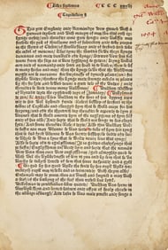 [Incunabula] An Original Leaf from William Caxton's 1482 "Polychronicon"