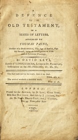 [Judaica] [Paine, Thomas] Levi, David. A Defence of the Old Testament, in a Series of Letters,