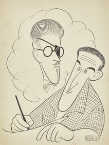 Albert Hirschfeld  (American, 1903-2003) James Joyce and Mickey Spillane, Collier's magazine