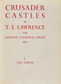[Literature] Lawrence, T.E. Crusader Castles. A Fine Association Copy