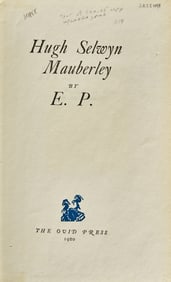 [Literature] P(ound)., E(zra). Hugh Selwyn Mauberley. First Edition