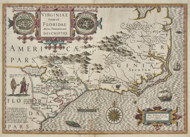[Maps & Atlases] (Hondius, Jodocus). Virginia Item et Floridae Americae Provincarum nova Descripto