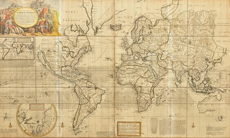 [Maps & Atlases] Moll, Herman. A New & Correct Map of the Whole World...