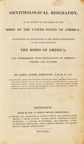 [Natural History] Audubon, John James. Ornithological Biography... First Edition