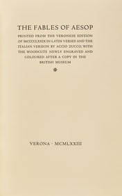[Officina Bodoni] The Fables of Aesop Printed From the Veronese Edition...