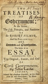 [Philosophy] (Locke, John). Two Treatises of Government... Rare First Edition