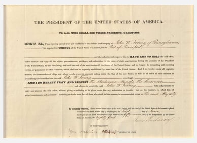 [Presidential]. Buchanan, James. Partially-Printed Document, signed