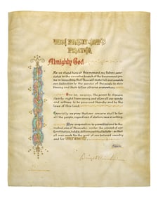 [Presidential] Eisenhower, Dwight D. Signed Illuminated Prayer Leaf
