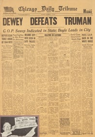 [Presidential] Truman, Harry. "Dewey Defeats Truman" Newspaper, with Inscribed Photograph