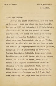 [Psychology] [Reich, Wilhelm] Freud, Sigmund. Typed Letter, signed