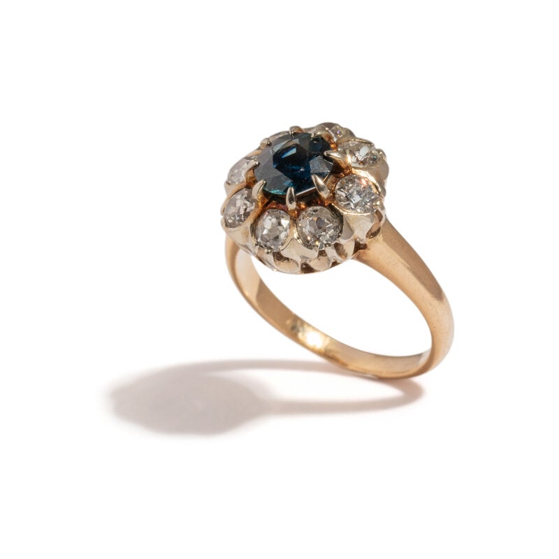 ANTIQUE, SAPPHIRE AND DIAMOND RING  (1 of 3)