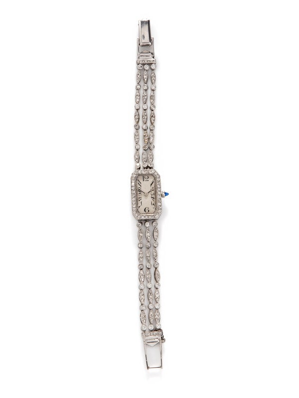 ART DECO, PLATINUM AND DIAMOND WATCH (1 of 3)