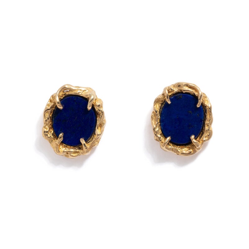 ARTHUR KING, LAPIS LAZULI AND YELLOW GOLD EARRINGS (1 of 2)