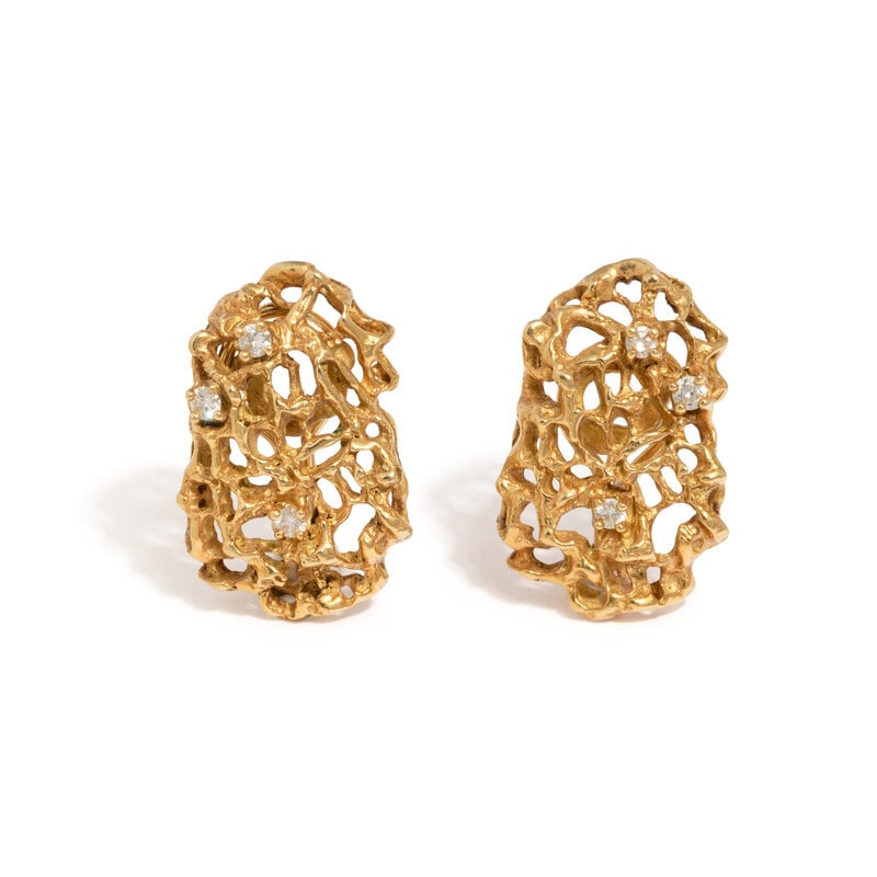 ARTHUR KING, YELLOW GOLD AND DIAMOND EARRINGS (1 of 2)