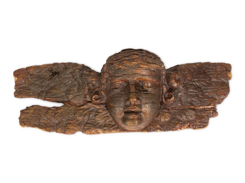 A Continental Baroque Carved Walnut Putto Mask (1 of 2)
