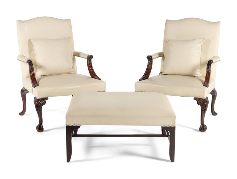 A Pair of George II Style Mahogany Library Chairs (1 of 3)