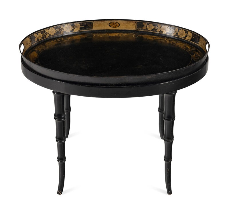A Victorian Black Tole Piente Tray Table (1 of 2)