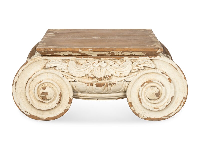 A Carved and Painted Pine Ionic Capital Low Table (1 of 2)