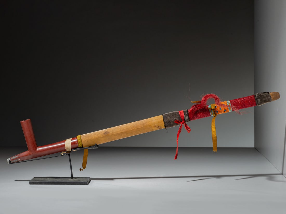 Sioux Quilled Pipe Stem, with Catlinite Bowl (1 of 4)