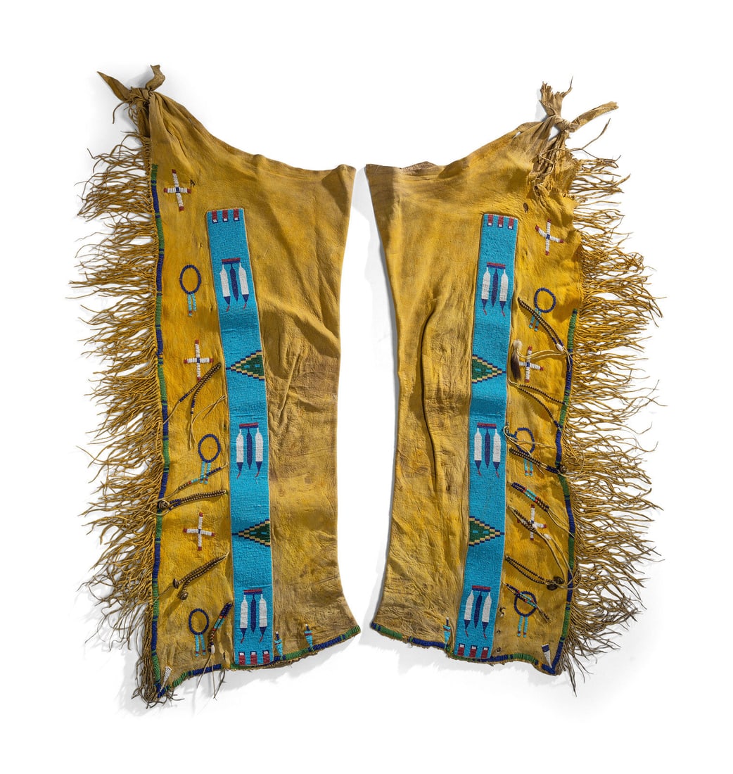 Assiniboine Beaded Hide Leggings, wth Pictorial Elements (1 of 3)