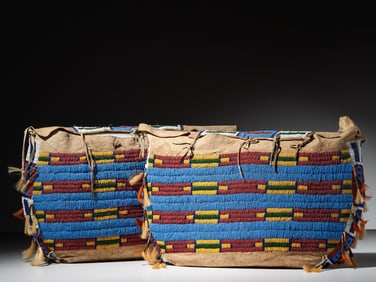 Cheyenne Beaded Hide Possible Bags, Matched Pair