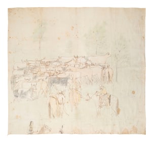 Ernest Spybuck, Attributed (Shawnee, 1883-1949) untitled, Ranch Scene