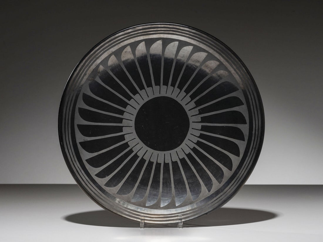 Maria and Julian Martinez (San Ildefonso, 1887-1980 / 1878-1943) Blackware Pottery Charger, with (1 of 2)
