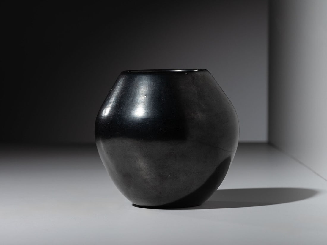 Maria Martinez (San Ildefonso, 1887-1980) Blackware Jar, with Gun Metal Finish1956-1965: Maria Martinez (San Ildefonso, 1887-1980) Blackware Jar, with Gun Metal Finish1956-1965 signed Maria Poveka on base height 5 inches x diameter 5-1/4 inches From the CulturalPatina Collection