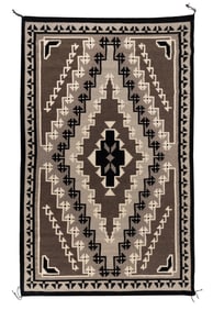 Rena Begay (Diné, b. 1941) Navajo Two Grey Hills Weaving / Rug