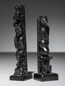 Haida Argillite Model Totem Pole