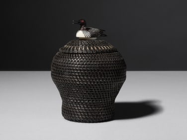 Harry Hank (Iñupiaq, b. 1972) Baleen Basket, with Ted Mayac Jr. Loon Finial