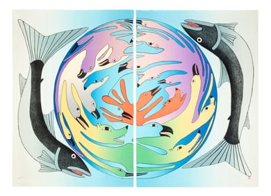 Kenojuak Ashevak (Kinngait, 1927-2013) Song of Spring, Diptych, 2006