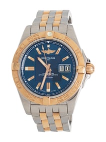 BREITLING, REF. C49350 STAINLESS STEEL AND YELLOW GOLD 'GALACTIC 41' WATCH, BOX & PAPERS