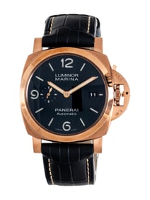 PANERAI, REF. 1112 18K ROSE GOLD 'LUMINOR MARINA' WATCH, BOX & PAPERS