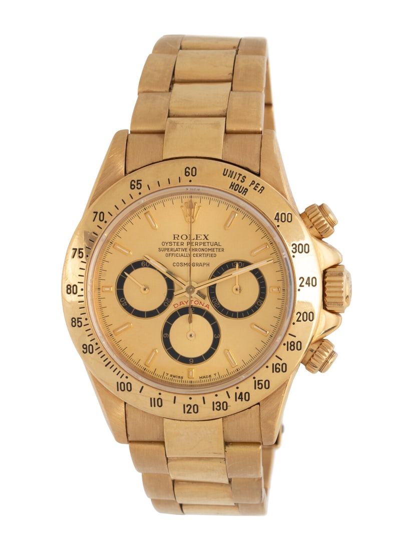 ROLEX, REF. 16528 18K YELLOW GOLD ZENITH 'DAYTONA' 'INVERTED 6' WATCH (1 of 2)