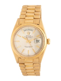 ROLEX, REF. 1803 18K YELLOW GOLD 'DAY-DATE' WATCH WITH ORIGINAL RECEIPT