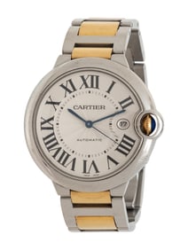 CARTIER, STAINLESS STEEL AND 18K YELLOW GOLD 'BALLON BLEU' WATCH