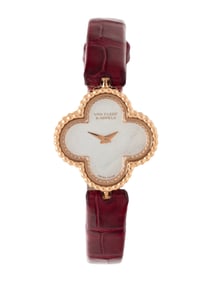 VAN CLEEF & ARPELS, 18K ROSE GOLD AND MOTHER-OF-PEARL 'SWEET ALHAMBRA' WATCH