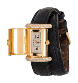 DELANEAU, 18K YELLOW GOLD AND DIAMOND 'LILI MARLÈNE' SURPRISE WATCH