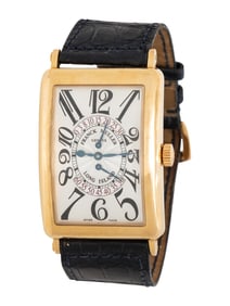 FRANCK MULLER, REF. 1100 DS R 18K YELLOW GOLD 'LONG ISLAND' 'DOUBLE RETROGRADE SECONDS' WATCH