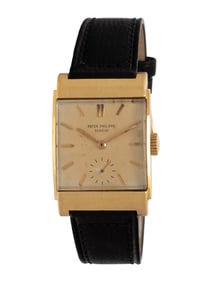 PATEK PHILIPPE, REF. 2479 18K YELLOW GOLD 'CURVED DOME RECTANGULAR' WATCH, WITH EXTRACT FROM THE