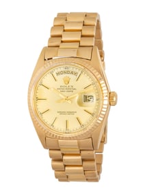 ROLEX, REF. 1803 18K YELLOW GOLD 'DAY-DATE' WATCH WITH CHARISMATIC SOFT 'LIMONCELLO' DIAL