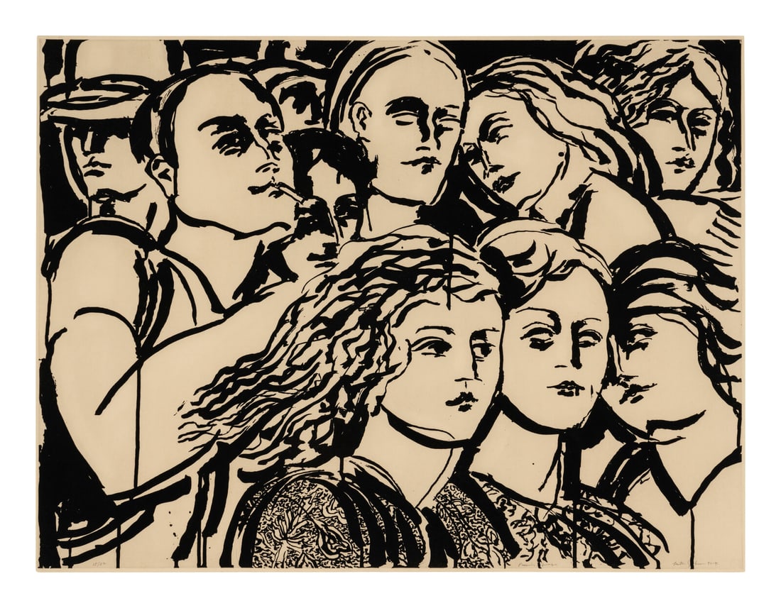 Lester F. Johnson (American, 1919-2010) Passing Image, 1990-91: Lester F. Johnson (American, 1919-2010) Passing Image, 1990-91 etching signed, titled, dated, and numbered 15/20 in pencil 29 3/4 x 39 3/8 inches. Property from a Distinguished Private Collection, Mic