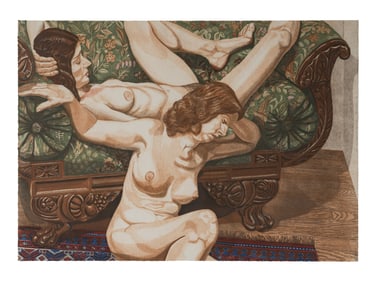 Philip Pearlstein (American, 1924-2022) Two Nudes with Federal Sofa, 1981