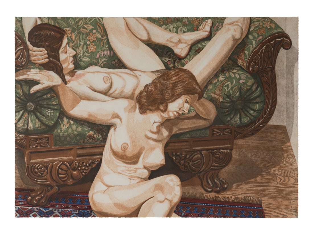 Philip Pearlstein (American, 1924-2022) Two Nudes with Federal Sofa, 1981