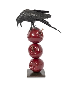 Peter Woytuk (American, b. 1958) Raven On Three Apples